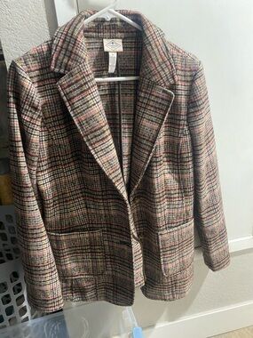 Thread & Supply Plaid Tailored Blazer in Brown, Black & Red